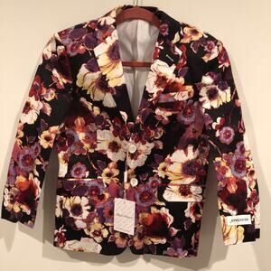 Braveman Boys Blazer Floral Print Black Purple yellow Multi Size 8 Formal Party